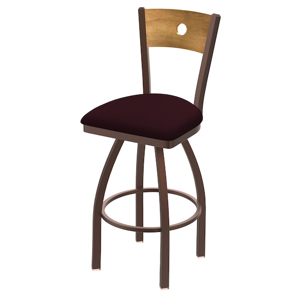 25" Swivel Counter Stool, Bronze Finish, Med Back, Canter Bordeaux Seat